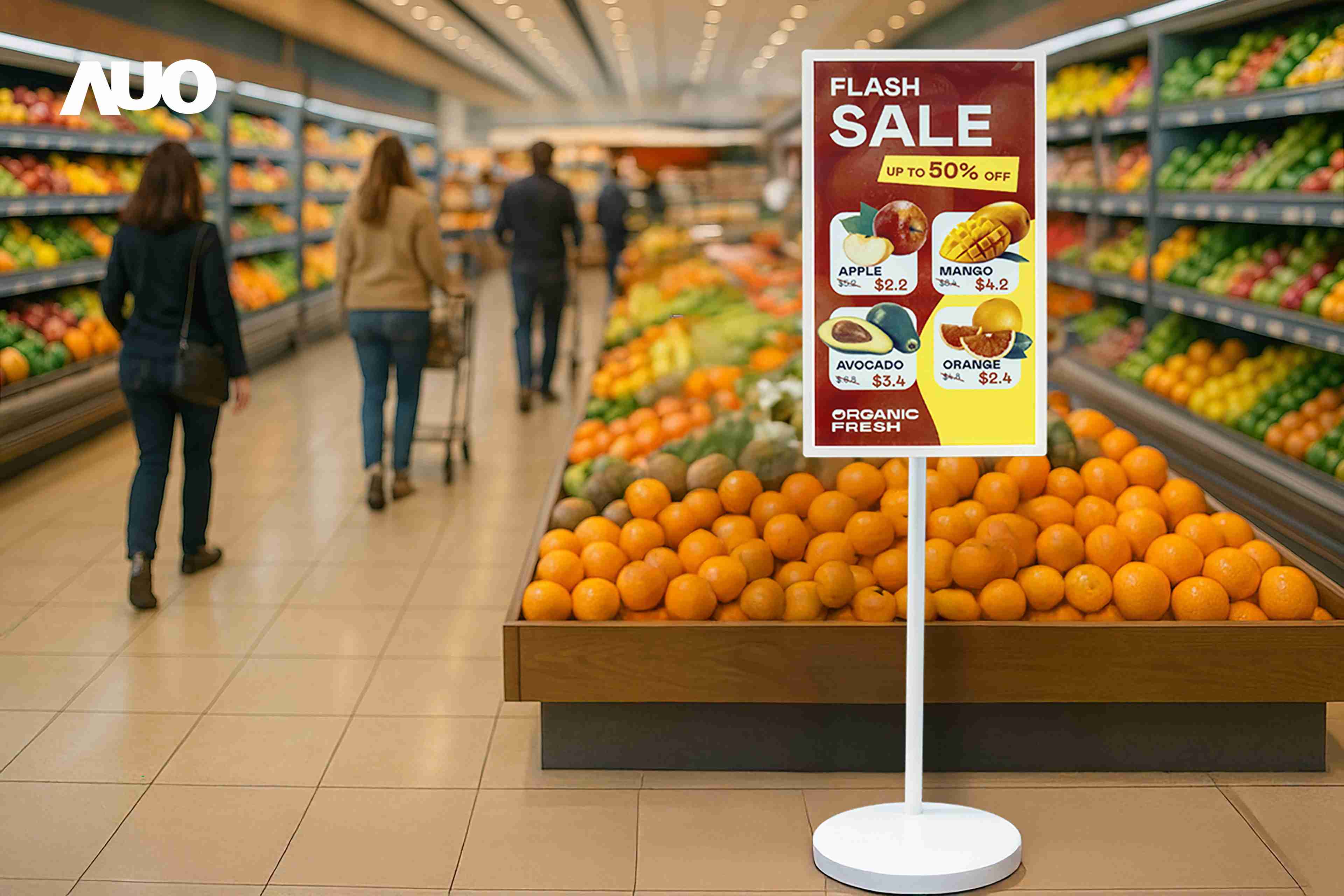 达擎首亮相低功耗、、、、全彩的〝aecoPost电子纸解决方案〞，，，，仅在更新画面时需要微量的电力驱动，，，，无需布建电线的便捷设计，，，使其可灵活应用、、、、随意置放，，，，并可透过云端或行动装置app，，，，轻松管理及排程广告内容，，，晋升店头营销利器。。